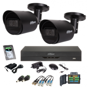 ZESTAW MONITORINGU DAHUA XVR5104HS-I3 + 2x HAC-HFW1200T-0280B-BLACK 2Mpx 2.8mm IR20 1TB